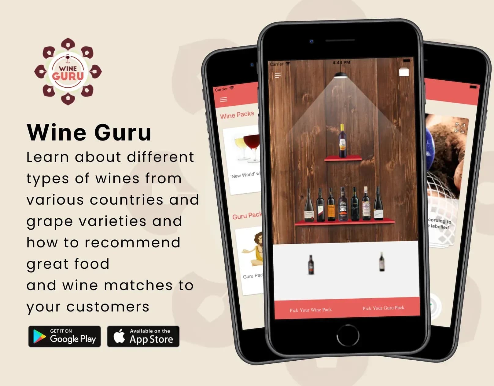 Wine learning app, screenshot 1