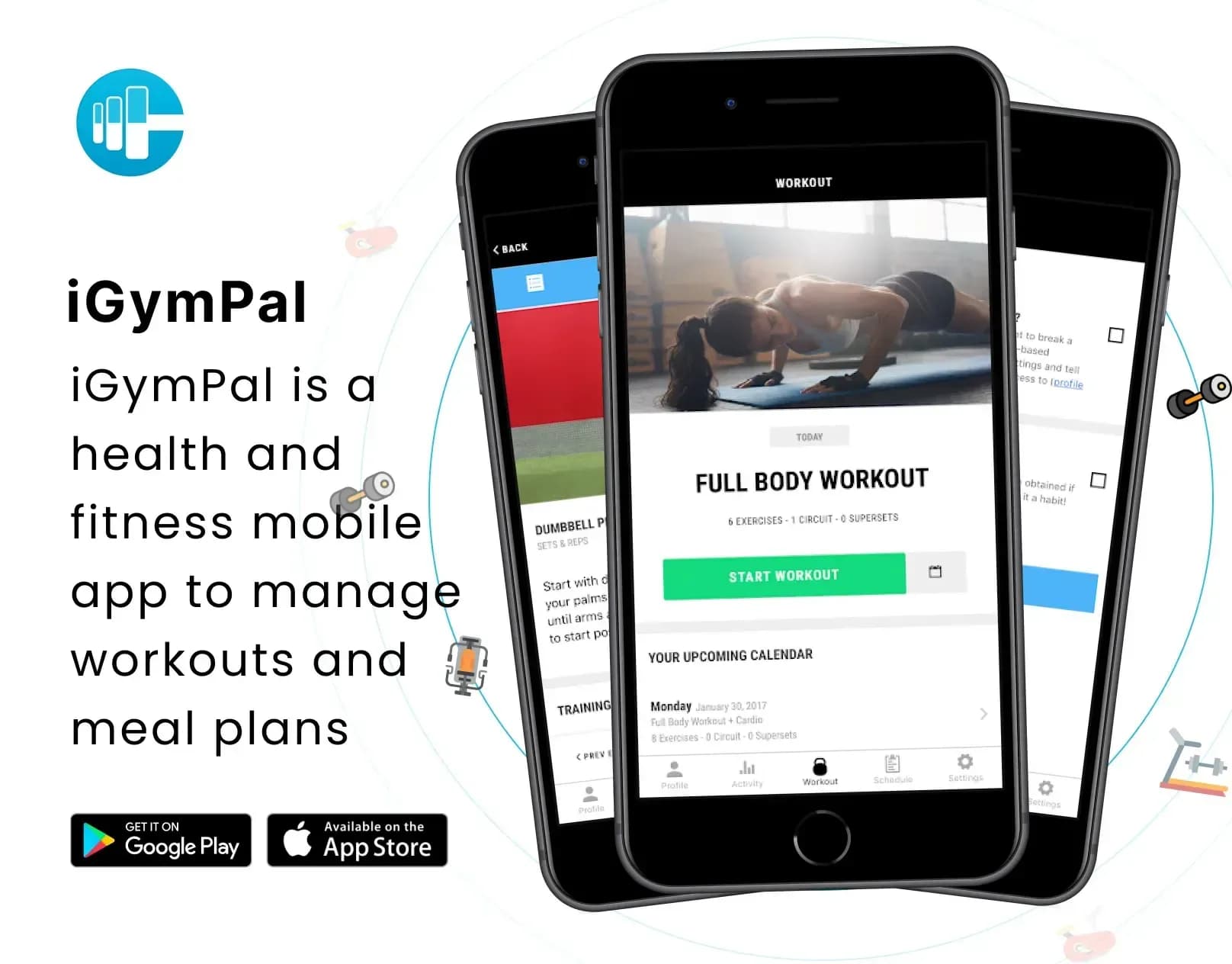 Fitness app, screenshot 1