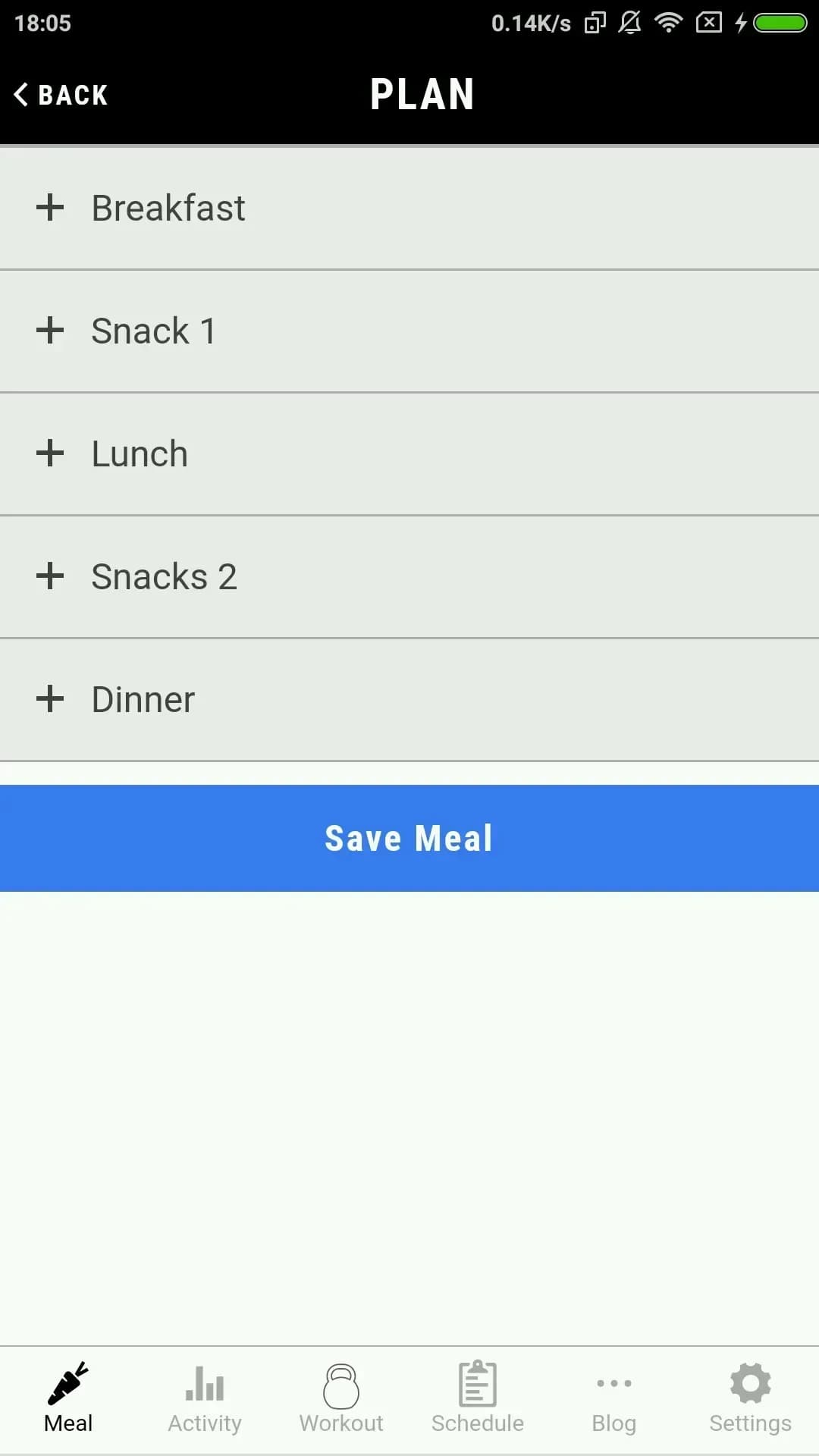 Fitness app, screenshot 3