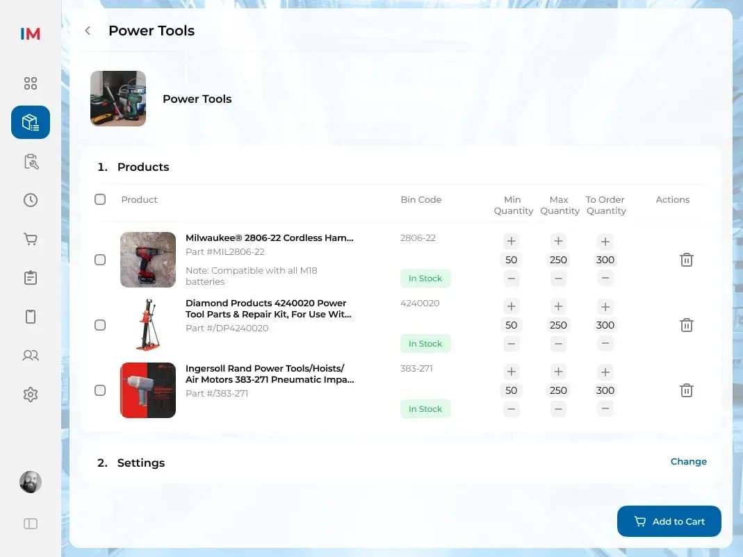 Inventory platform, screenshot 3